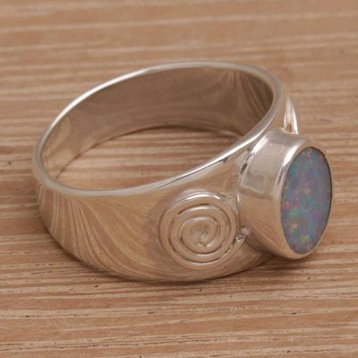 Primary image for Handmade Opal 925 Sterling Silver Indonesian Cocktail Ring Sea and Sun