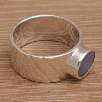 Primary image for Handmade 925 Sterling Silver Single Stone Opal Ring Bali Open Sky