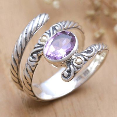 Primary image for Balinese Cocktail Ring with Amethyst and 18k Gold Accents Radiant Style