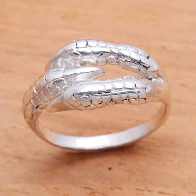 Alternate image for Sterling Silver Band Ring Crafted in Bali Dragons Grasp