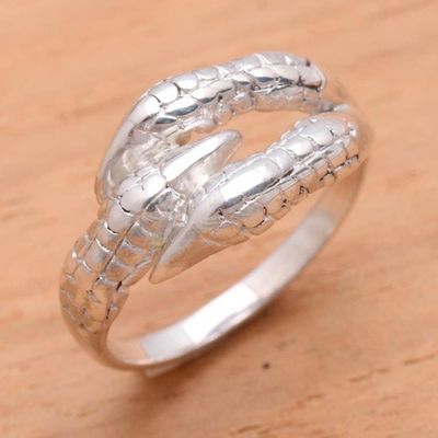 Alternate image for Sterling Silver Band Ring Crafted in Bali Dragons Grasp