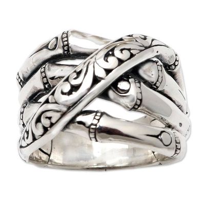 Alternate image for Bamboo-Inspired Sterling Silver Band Ring Traditional Bamboo