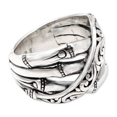 Alternate image for Bamboo-Inspired Sterling Silver Band Ring Traditional Bamboo