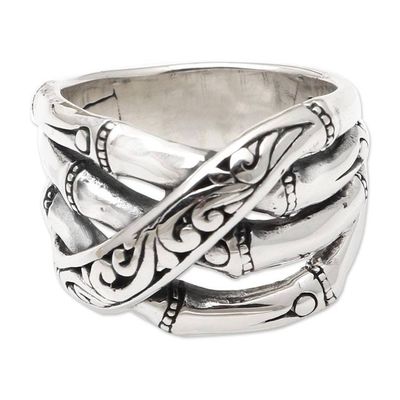 Alternate image for Bamboo-Inspired Sterling Silver Band Ring Traditional Bamboo