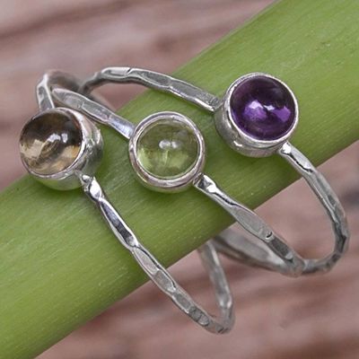 Primary image for Amethyst Peridot and Citrine Multigemstone Ring Magical Trio