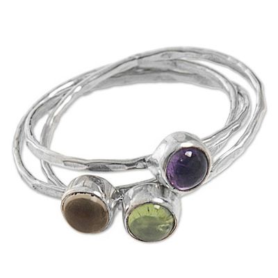 Alternate image for Amethyst Peridot and Citrine Multigemstone Ring Magical Trio