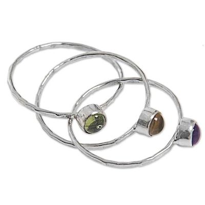 Alternate image for Amethyst Peridot and Citrine Multigemstone Ring Magical Trio