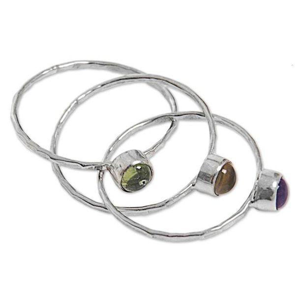 Alternate image for Amethyst Peridot and Citrine Multigemstone Ring Magical Trio