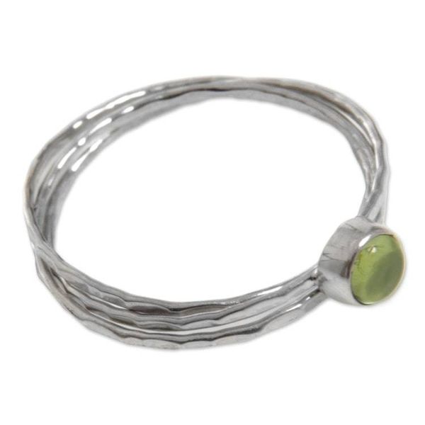 Alternate image for Peridot and Sterling Silver Solitaire Ring from Indonesia Magical Essence in Light Green