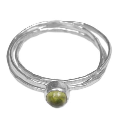 Alternate image for Peridot and Sterling Silver Solitaire Ring from Indonesia Magical Essence in Light Green