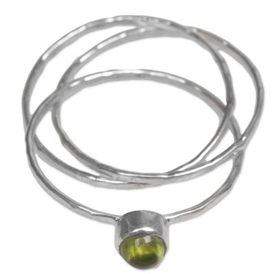 Alternate image for Peridot and Sterling Silver Solitaire Ring from Indonesia Magical Essence in Light Green
