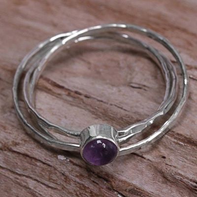 Alternate image for Amethyst and Sterling Silver Solitaire Ring from Indonesia Magical Essence in Purple