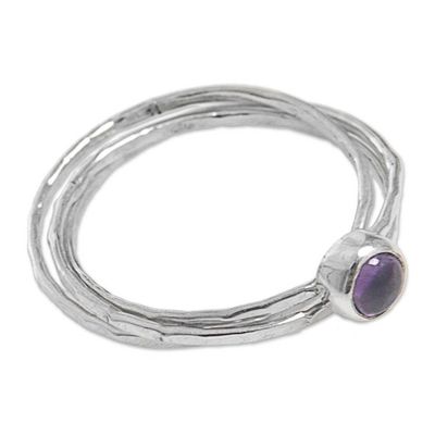 Alternate image for Amethyst and Sterling Silver Solitaire Ring from Indonesia Magical Essence in Purple