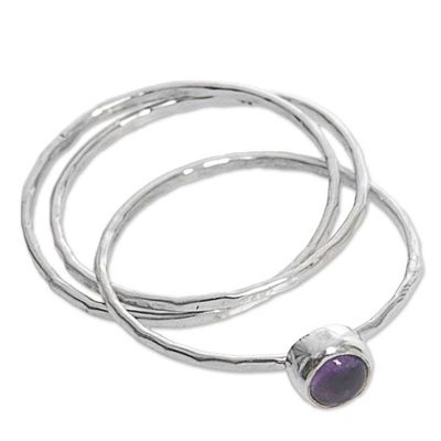 Alternate image for Amethyst and Sterling Silver Solitaire Ring from Indonesia Magical Essence in Purple