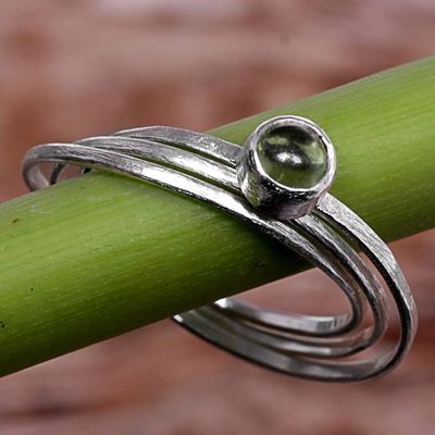 Primary image for Hand Made Indonesian Peridot Sterling Silver Solitaire Ring Magical Force in Light Green