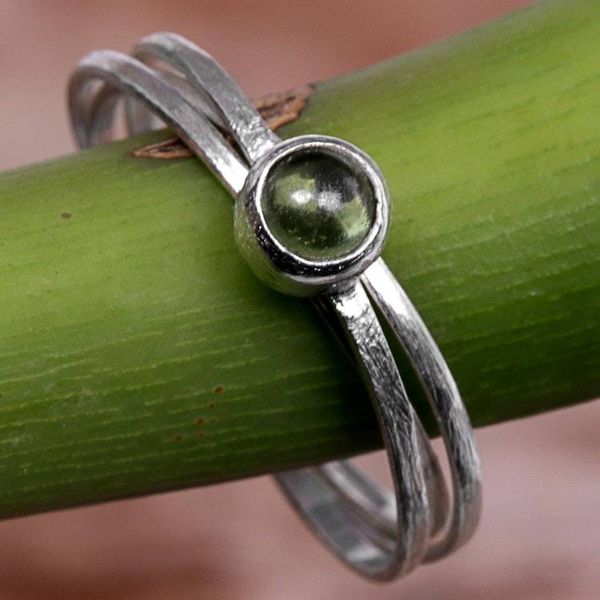 Alternate image for Hand Made Indonesian Peridot Sterling Silver Solitaire Ring Magical Force in Light Green