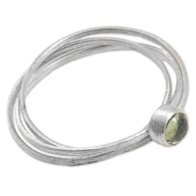 Alternate image for Hand Made Indonesian Peridot Sterling Silver Solitaire Ring Magical Force in Light Green