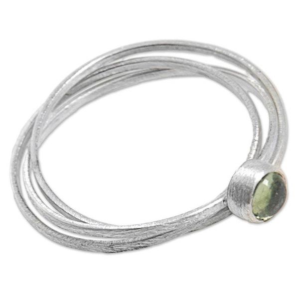 Alternate image for Hand Made Indonesian Peridot Sterling Silver Solitaire Ring Magical Force in Light Green