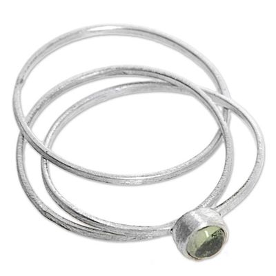 Alternate image for Hand Made Indonesian Peridot Sterling Silver Solitaire Ring Magical Force in Light Green