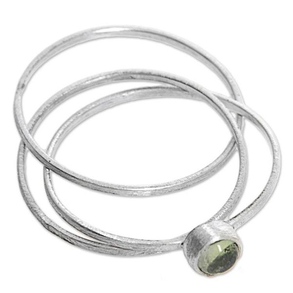 Alternate image for Hand Made Indonesian Peridot Sterling Silver Solitaire Ring Magical Force in Light Green