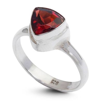 Alternate image for Minimalist High-Polished 1-Carat Garnet Single Stone Ring Minimalist Liaison
