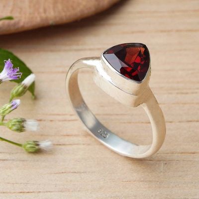 Alternate image for Minimalist High-Polished 1-Carat Garnet Single Stone Ring Minimalist Liaison
