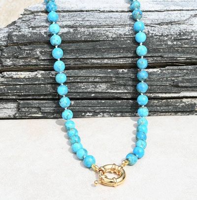 Alternate image for Kingman Turquoise Hand Knotted Necklace with Gold Filled Clasp