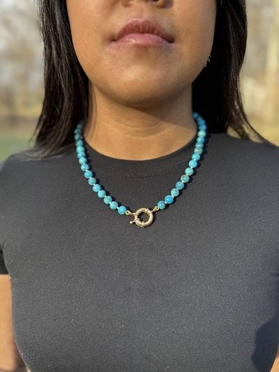 Alternate image for Kingman Turquoise Hand Knotted Necklace with Gold Filled Clasp