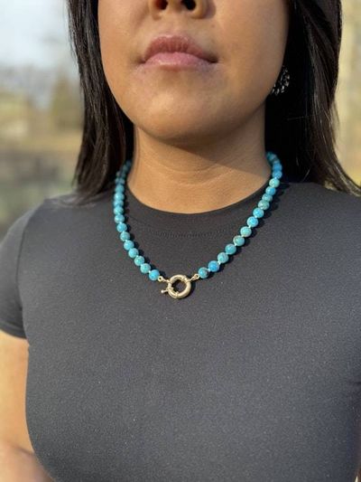 Alternate image for Kingman Turquoise Hand Knotted Necklace with Gold Filled Clasp