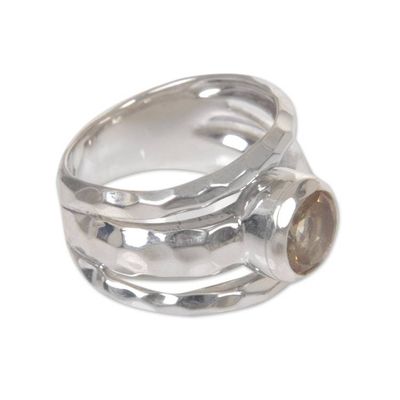 Alternate image for Sterling Silver Yellow Citrine Cocktail Ring from Indonesia Yellow Mosaic