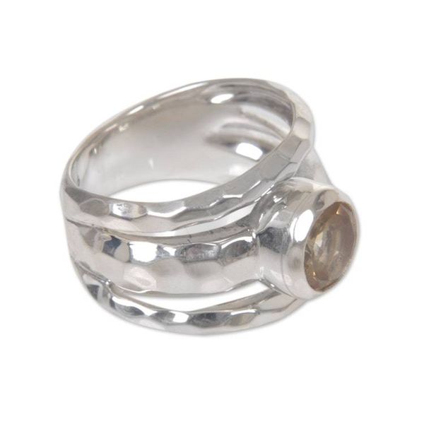 Alternate image for Sterling Silver Yellow Citrine Cocktail Ring from Indonesia Yellow Mosaic