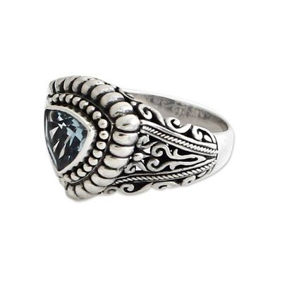 Alternate image for Blue Topaz and Silver Cocktail Ring Sea Goddess