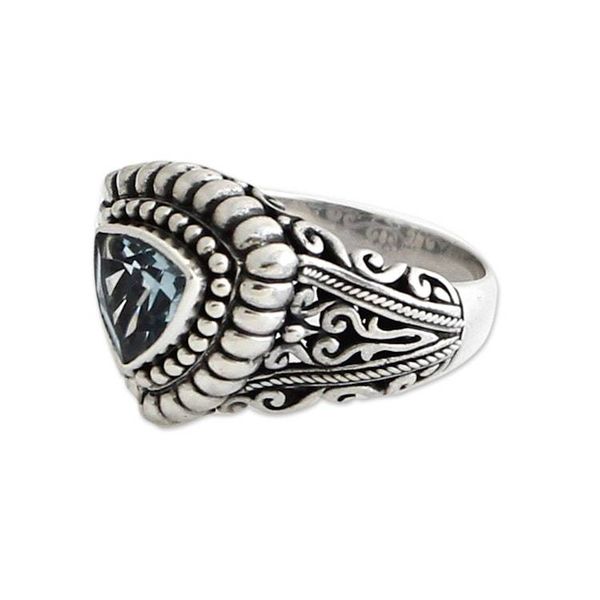 Alternate image for Blue Topaz and Silver Cocktail Ring Sea Goddess