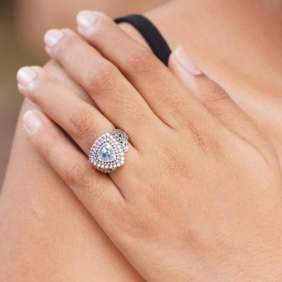 Alternate image for Blue Topaz and Silver Cocktail Ring Sea Goddess