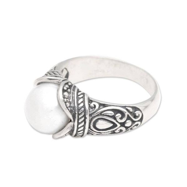Alternate image for Balinese Sterling Silver and Cultured Pearl Womens Ring Luminous White Blossom