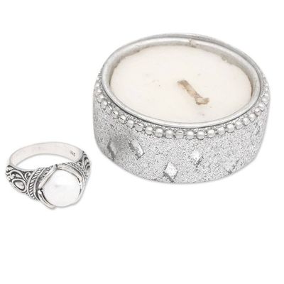 Alternate image for Balinese Sterling Silver and Cultured Pearl Womens Ring Luminous White Blossom