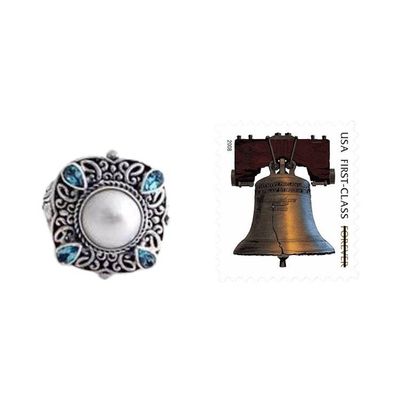 Alternate image for Handmade Sterling Silver and Pearl Cocktail Ring Water Shrine