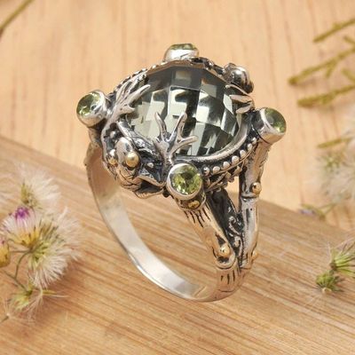 Main image for Sterling Silver and Prasiolite Cocktail Ring from Indonesia Tropical Frog