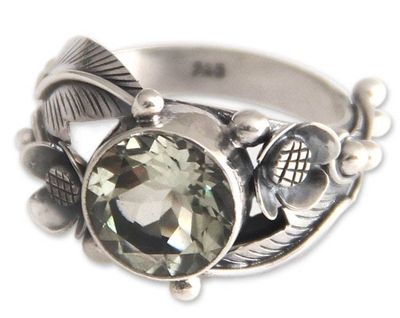 Alternate image for Handcrafted Floral Prasiolite Ring Sunflowers