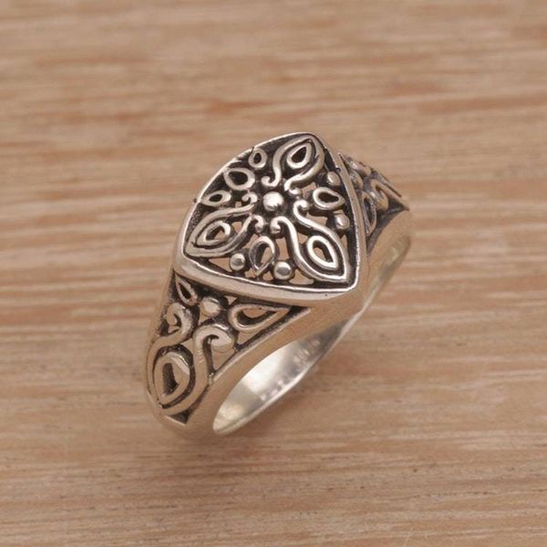 Alternate image for Sterling Silver Cocktail Ring with Stylized Floral Designs Petal Crown