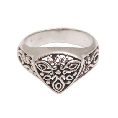 Alternate image for Sterling Silver Cocktail Ring with Stylized Floral Designs Petal Crown