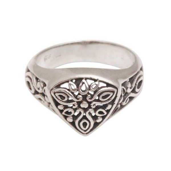 Alternate image for Sterling Silver Cocktail Ring with Stylized Floral Designs Petal Crown