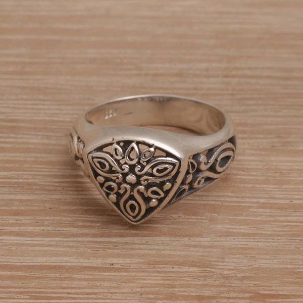 Alternate image for Sterling Silver Cocktail Ring with Stylized Floral Designs Petal Crown