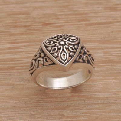 Alternate image for Sterling Silver Cocktail Ring with Stylized Floral Designs Petal Crown