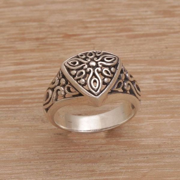 Alternate image for Sterling Silver Cocktail Ring with Stylized Floral Designs Petal Crown