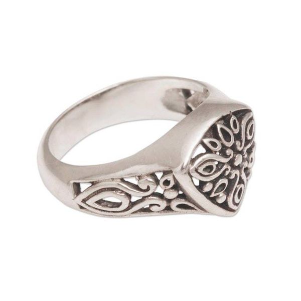 Alternate image for Sterling Silver Cocktail Ring with Stylized Floral Designs Petal Crown