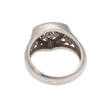 Alternate image for Sterling Silver Cocktail Ring with Stylized Floral Designs Petal Crown