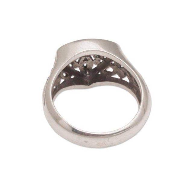 Alternate image for Sterling Silver Cocktail Ring with Stylized Floral Designs Petal Crown