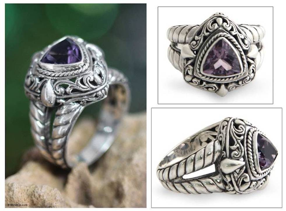 Handmade Sterling Silver and Amethyst Cocktail Ring 'Sorceress'