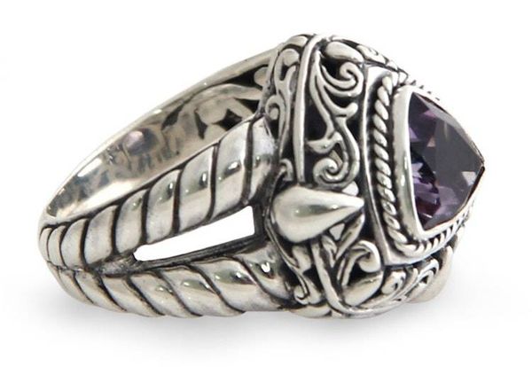 Alternate image for Handmade Sterling Silver and Amethyst Cocktail Ring Sorceress